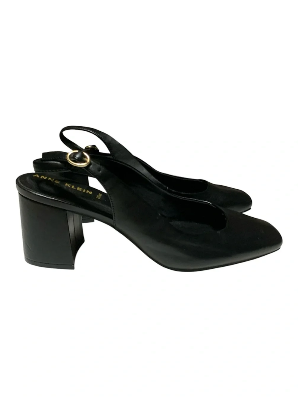 Anne Klein Black Slingback Square-Toe Heels
